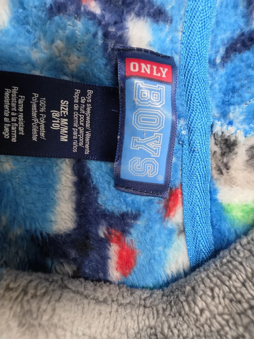 Only Blue Shark Hooded Kids Fleece Pajama Set